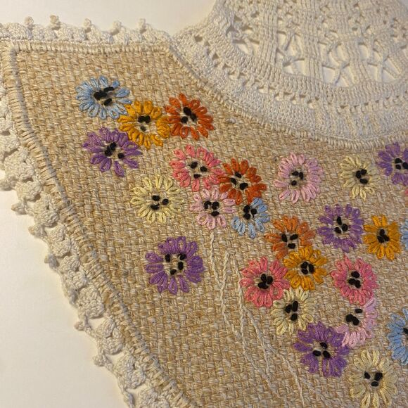 VTG Crocheted Embroidered Chair Head & Arm Cover Protectors Cotton Grannycore - Picture 9 of 15